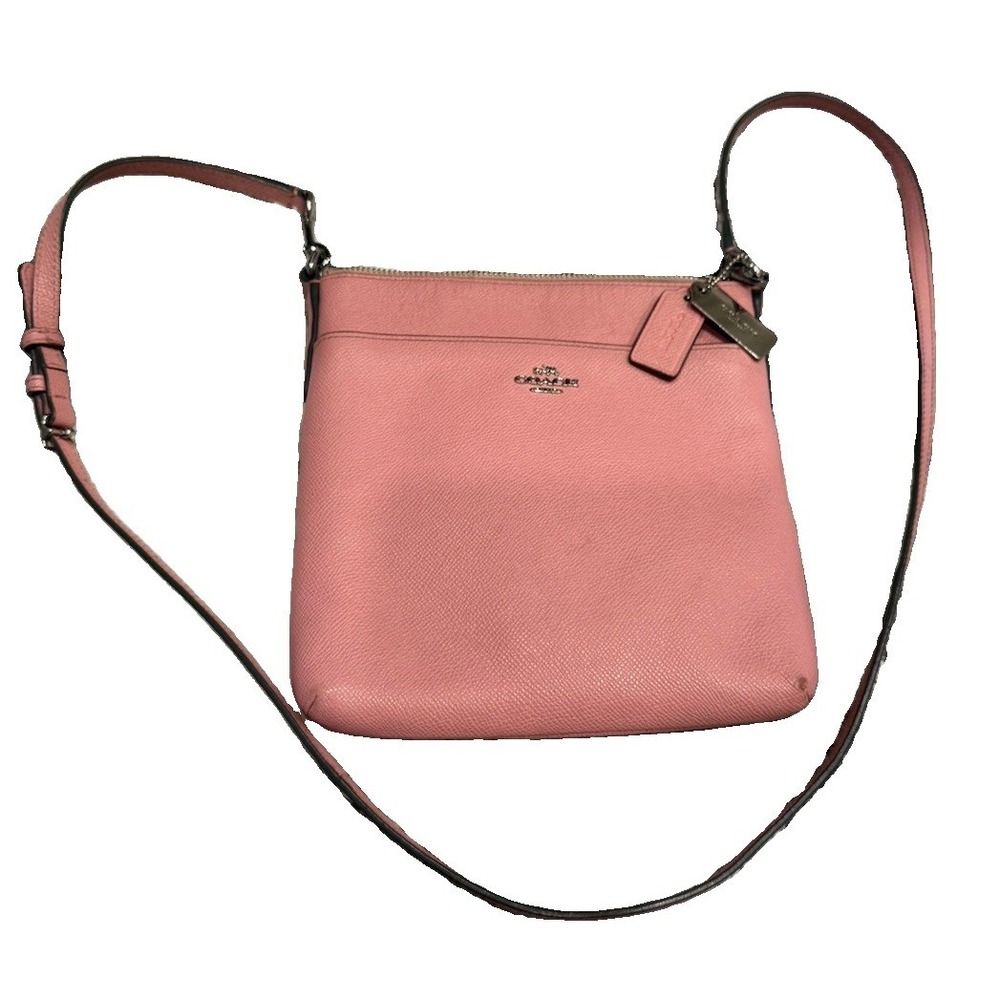 COACH 52348 Pink Embossed Textured Leather North South Swingpack Crossbody Bag